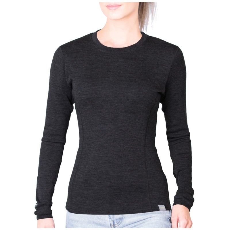 MERIWOOL Womens Base Layer 100% Merino Wool Midweight Long Sleeve Thermal Shirt Charcoal Gray - Image 1