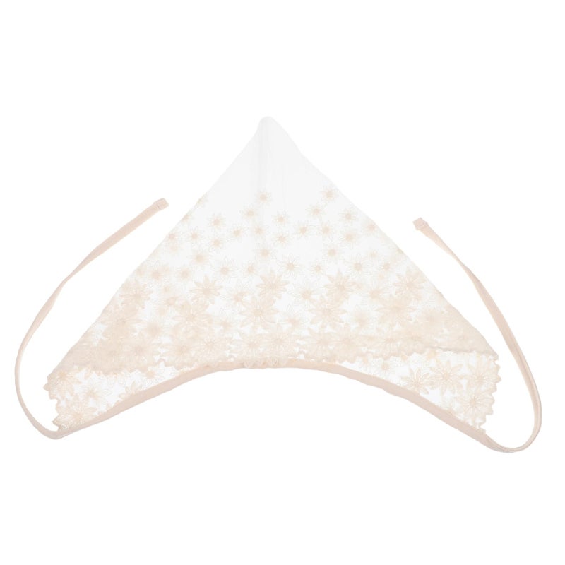 Newborn Lace Floral Bonnet Cap For Baby Girl Boy Daily Use And Party Beige - Image 2