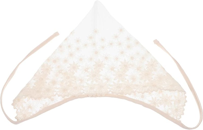 Newborn Lace Floral Bonnet Cap For Baby Girl Boy Daily Use And Party Beige - Image 1