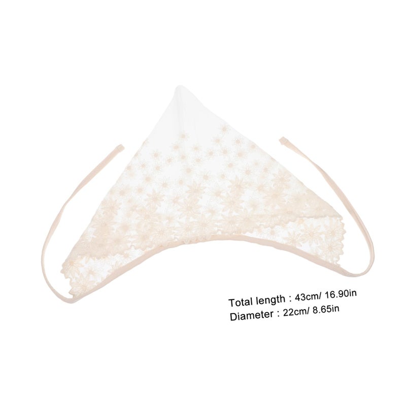 Newborn Lace Floral Bonnet Cap For Baby Girl Boy Daily Use And Party Beige - Image 5
