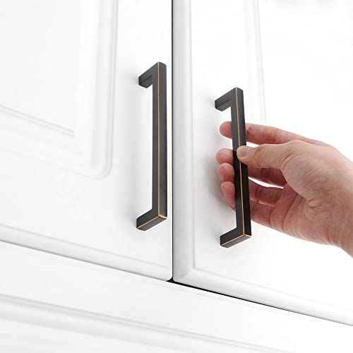 KOOFIZO Solid Square Bronze Kitchen Cabinet Handles Oil Rubbed Bronze Cabinet Pulls, 5 Pack 5 Inch Bronze Hardware for Kitchen Cabinets Drawers Dresser Cupboard Bedroom Bathroom - Image 3