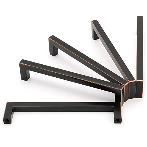 KOOFIZO Solid Square Bronze Kitchen Cabinet Handles Oil Rubbed Bronze Cabinet Pulls, 5 Pack 5 Inch Bronze Hardware for Kitchen Cabinets Drawers Dresser Cupboard Bedroom Bathroom - Image 1