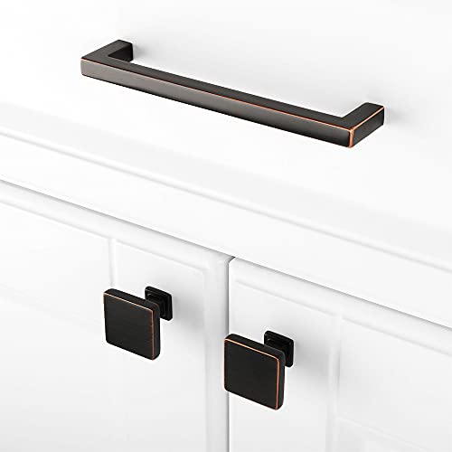 KOOFIZO Solid Square Bronze Kitchen Cabinet Handles Oil Rubbed Bronze Cabinet Pulls, 5 Pack 5 Inch Bronze Hardware for Kitchen Cabinets Drawers Dresser Cupboard Bedroom Bathroom - Image 4