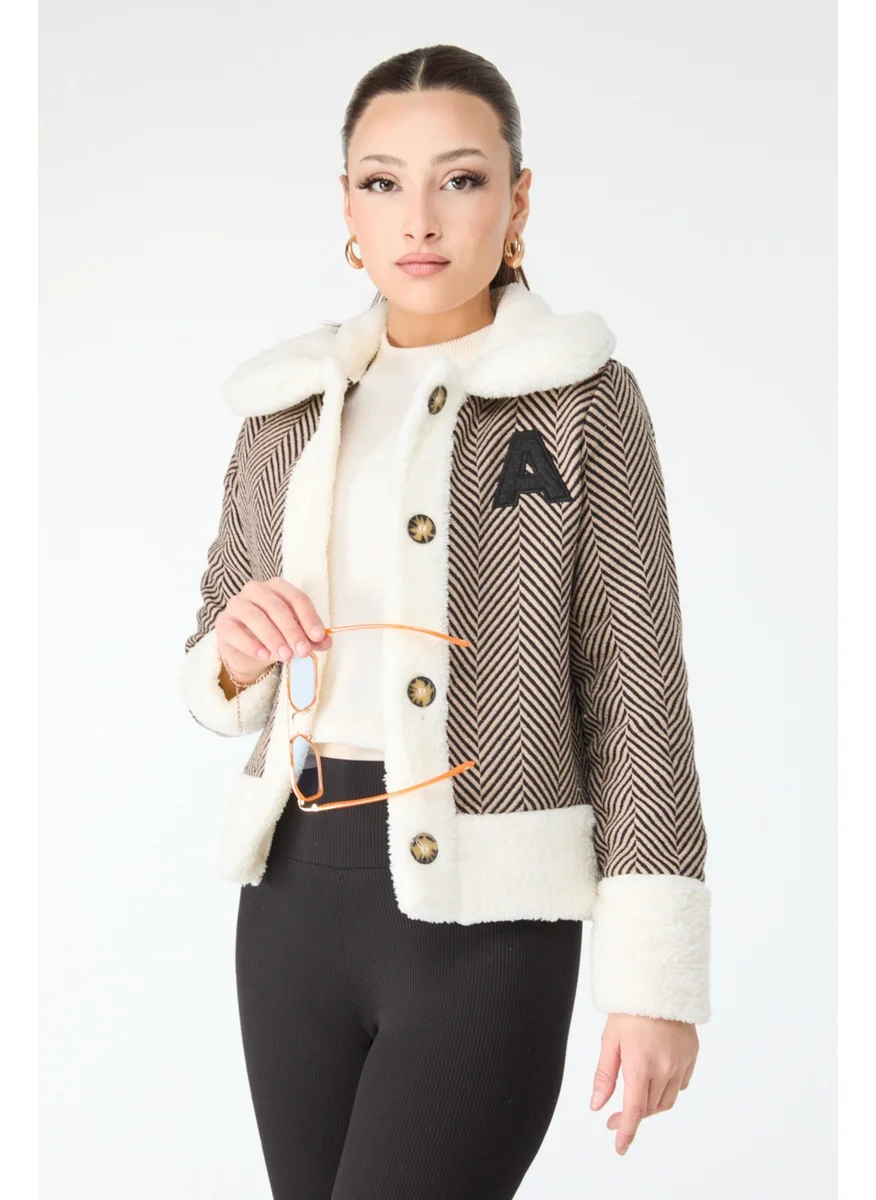 Tofisa 13096-Mink Printed Plush Jacket