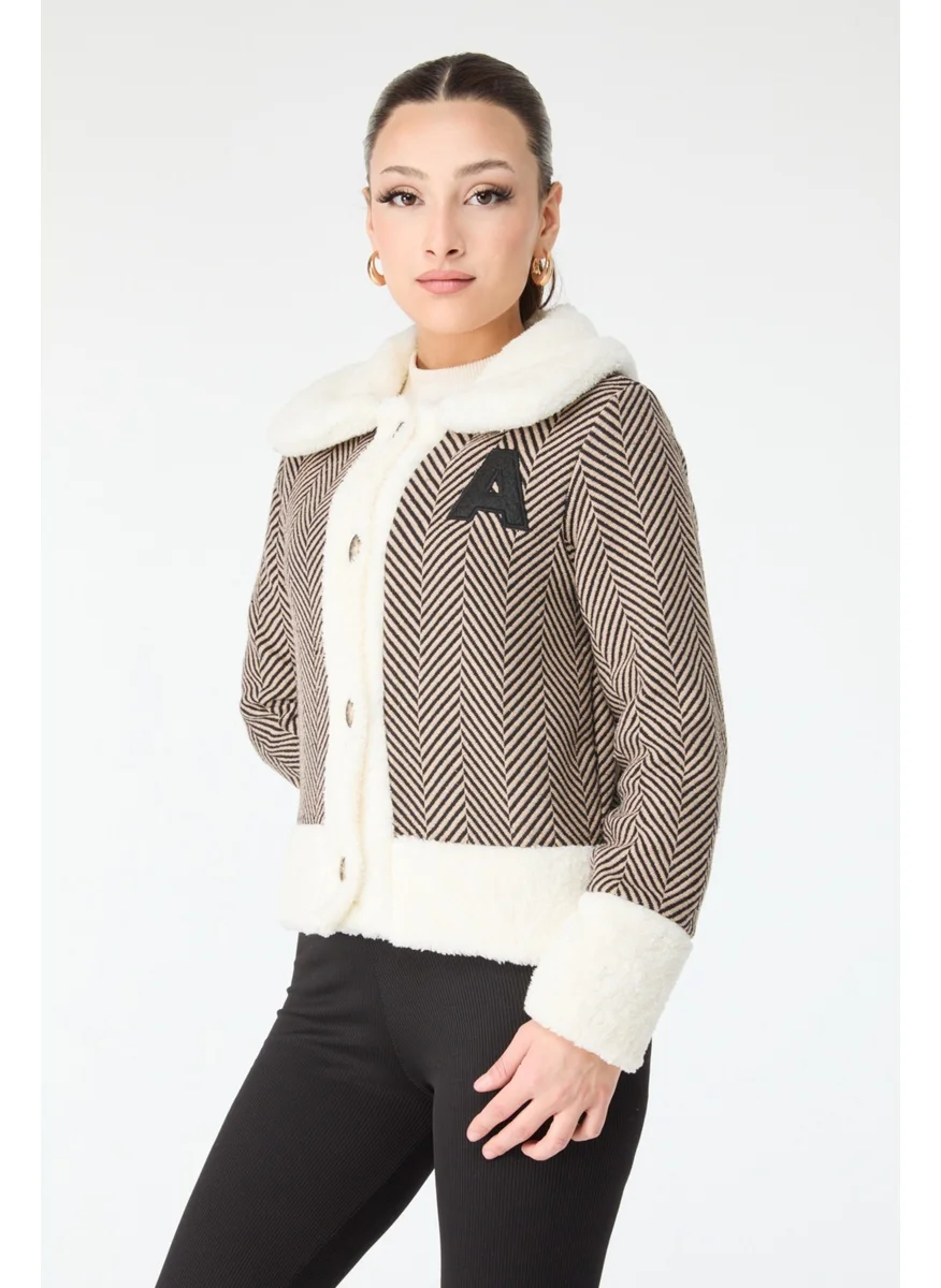 Tofisa 13096-Mink Printed Plush Jacket