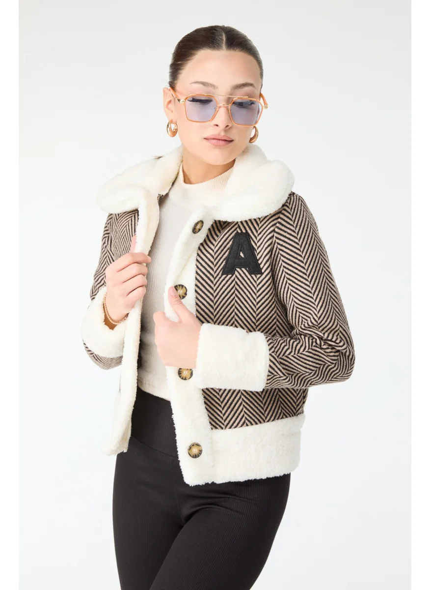 Tofisa 13096-Mink Printed Plush Jacket