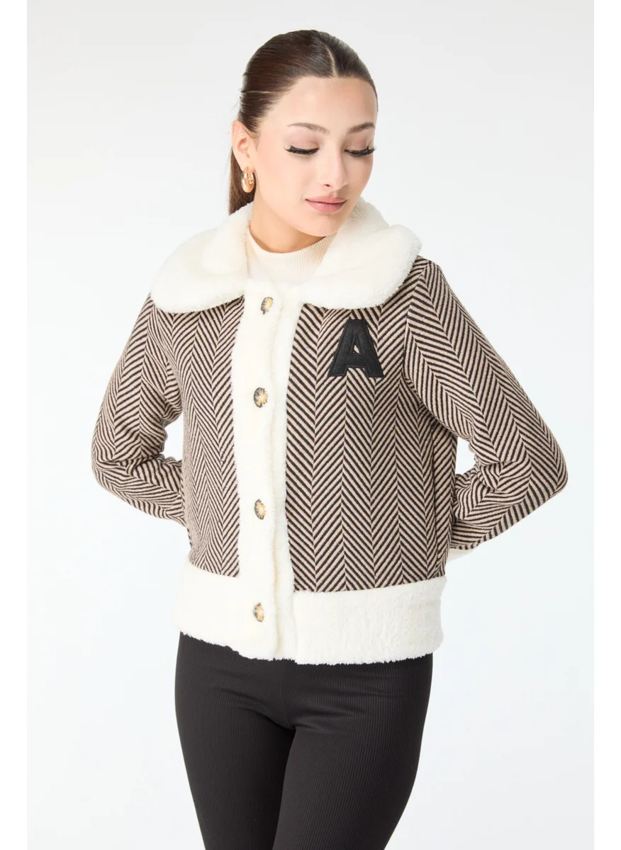 Tofisa 13096-Mink Printed Plush Jacket