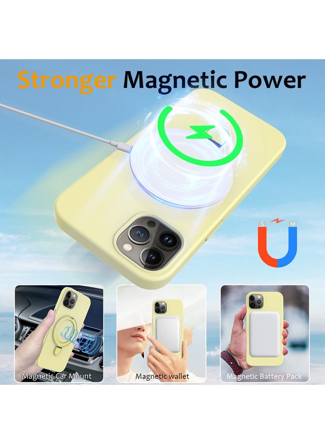 S-TOP Case For iPhone 12 Pro Liquid Silicone MagSafe Magnetic Phone Case with Ring Holder - Image 3
