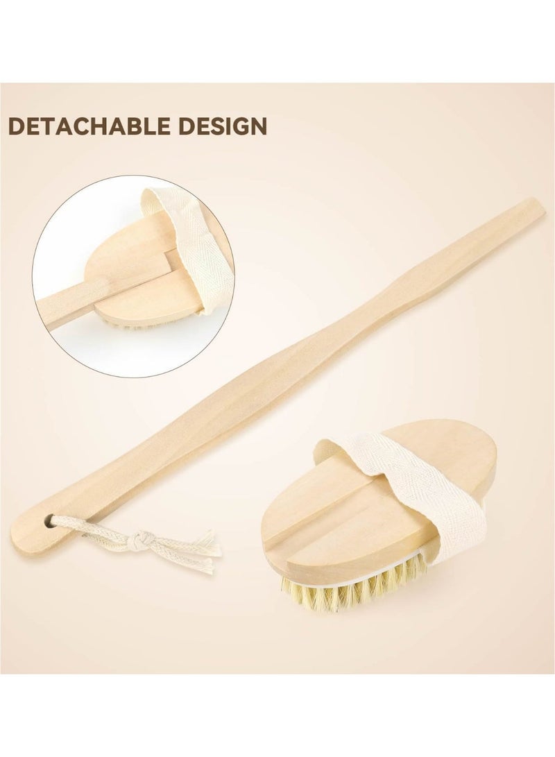 Dry Brushing Body Brush Set of 2, Dry Skin Exfoliating Brush, Long Handle Back Scrubber for Shower, Dry Brush for Cellulite and Massage, Improve Blood Circulation - Image 4