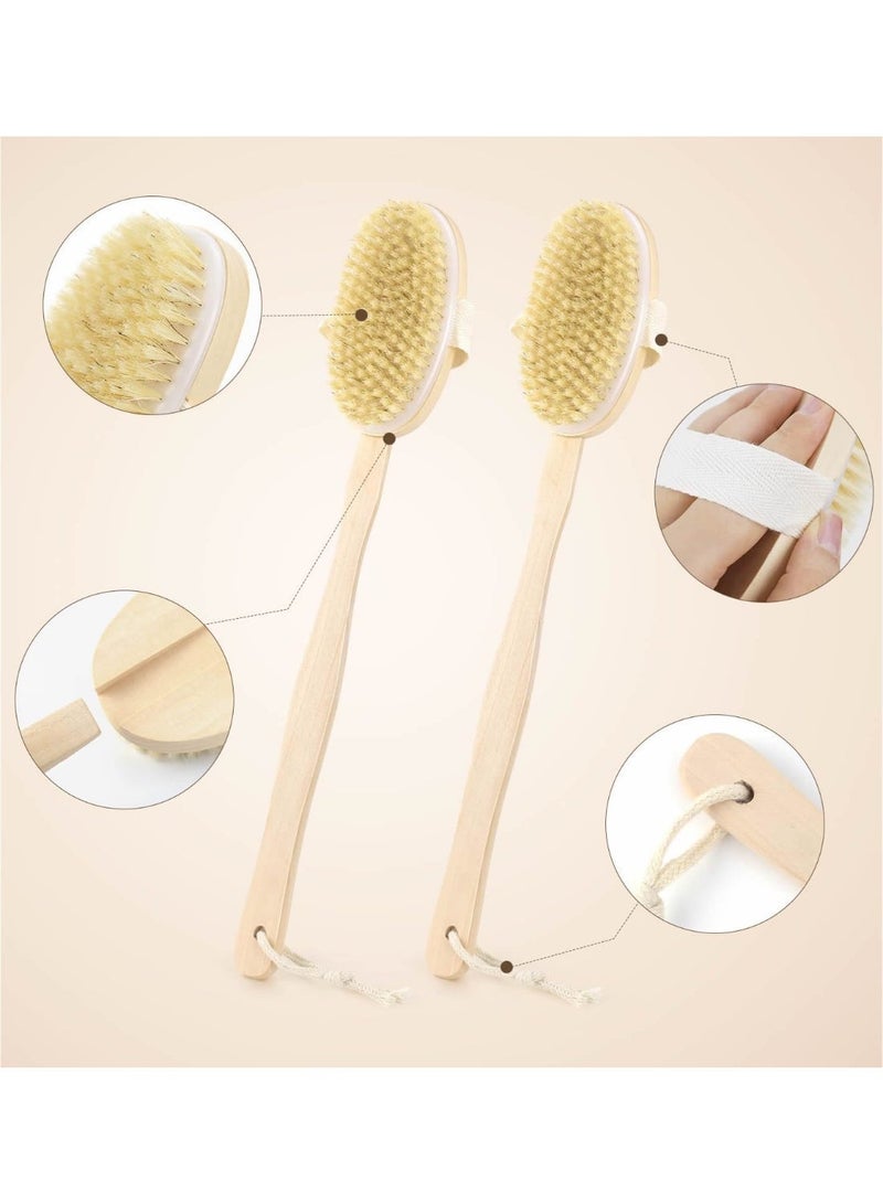 Dry Brushing Body Brush Set of 2, Dry Skin Exfoliating Brush, Long Handle Back Scrubber for Shower, Dry Brush for Cellulite and Massage, Improve Blood Circulation - Image 2