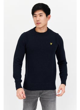 Lyle & Scott Men Round Neck Knitted Sweater, Navy  - Image 1