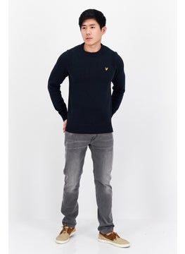 Lyle & Scott Men Round Neck Knitted Sweater, Navy  - Image 3