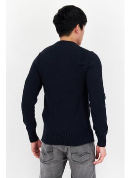 Lyle & Scott Men Round Neck Knitted Sweater, Navy  - Image 2