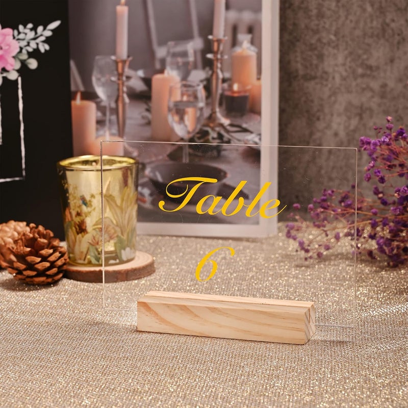 WILLOWDALE 12pc Wedding Place Card Holders - Acrylic Table Numbers Holders for Wedding Reception, Wood Display Stand for Home and Party Decoration - Image 5