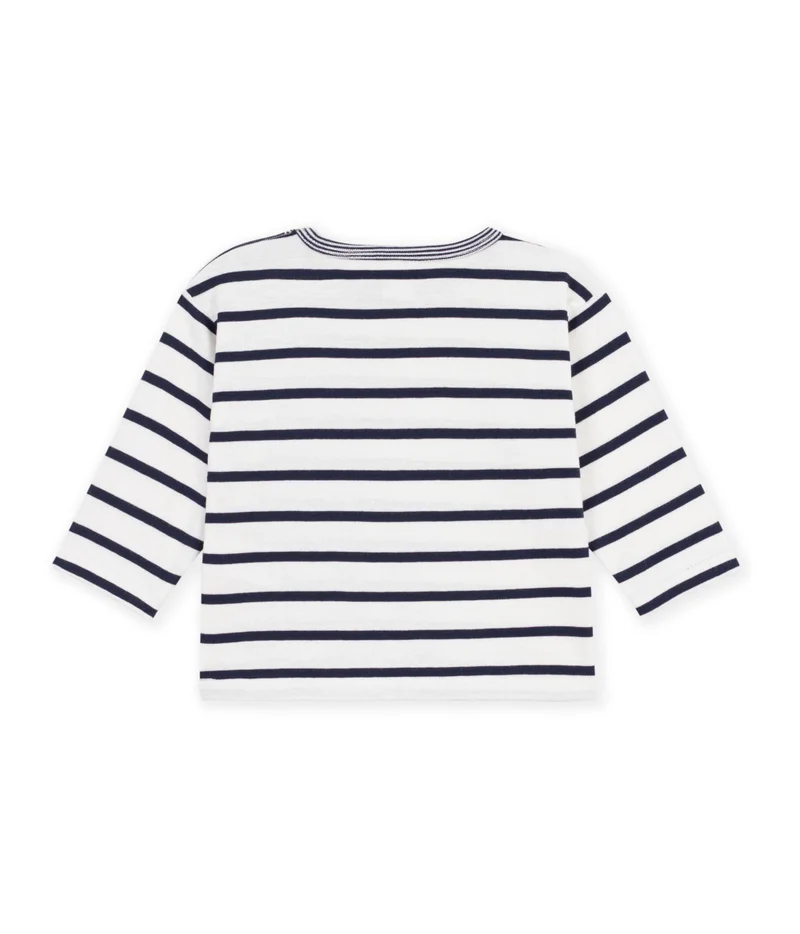 Petit Bateau Babies' Long-Sleeved Stripy Cotton T-Shirt.