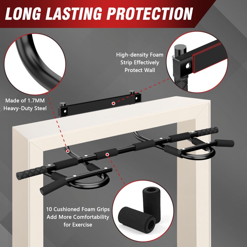 TOPOKO Pull Up Bar for Doorway - Multi-Grip Chin Up Bar Heavy Duty Pull Up Bar - Strength Training Pull-up Bars for Versatile Workout - Portable Pullup Bars with All Accessories - Image 5