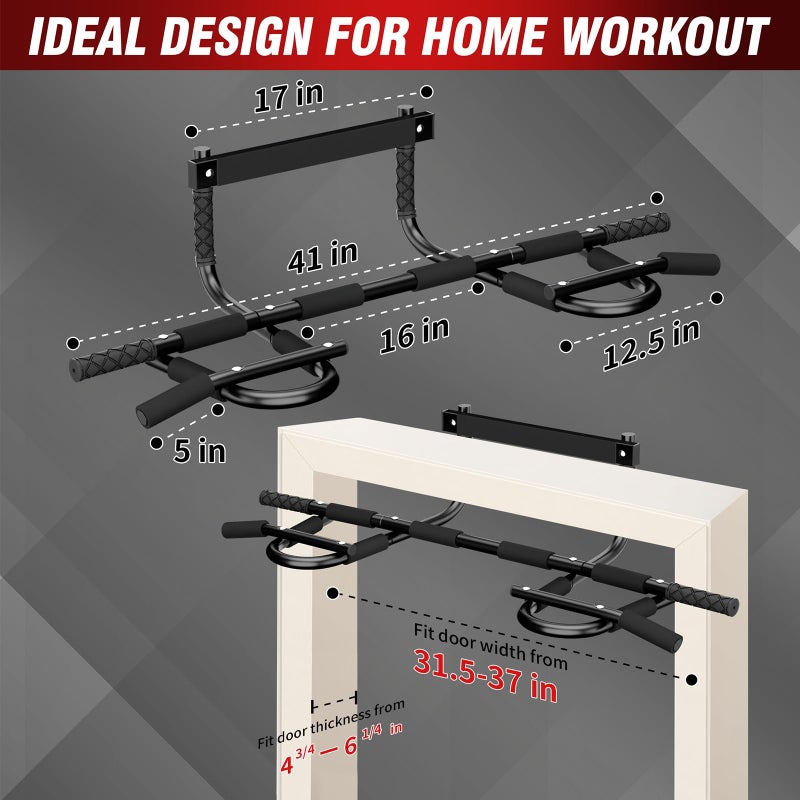 TOPOKO Pull Up Bar for Doorway - Multi-Grip Chin Up Bar Heavy Duty Pull Up Bar - Strength Training Pull-up Bars for Versatile Workout - Portable Pullup Bars with All Accessories - Image 2