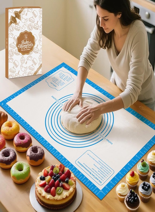 Mimekitchen Pastrty Mat for Dough Rolling, Silicone Baking Mat with Measurement, Fondant Mat for Making Cookies Macarons Bread Pizza Oven Mat, Silicone Mat for Baking - Image 1