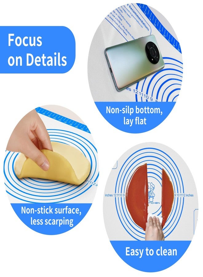 Mimekitchen Pastrty Mat for Dough Rolling, Silicone Baking Mat with Measurement, Fondant Mat for Making Cookies Macarons Bread Pizza Oven Mat, Silicone Mat for Baking - Image 3