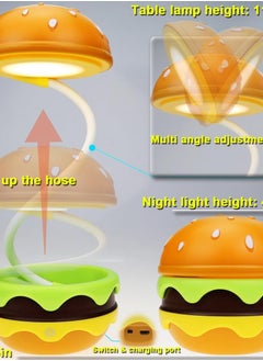 Excefore Rechargeable Hamburger Desk Lamp for Kids, Adjustable Neck, Dimmable Touch Switch, Cute Nursery Night Light, Kawaii Desk Accessories, Perfect Room Decor for Boys and Girls Gifts  - Image 4