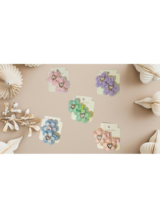 DAVALBA Premium Colorful Flower Shape Hair Clip Hair Accessories For Women And Girls, flower claw clip hair clutcher for women, 2 pair (pack of 4, Multicolor) - Image 1