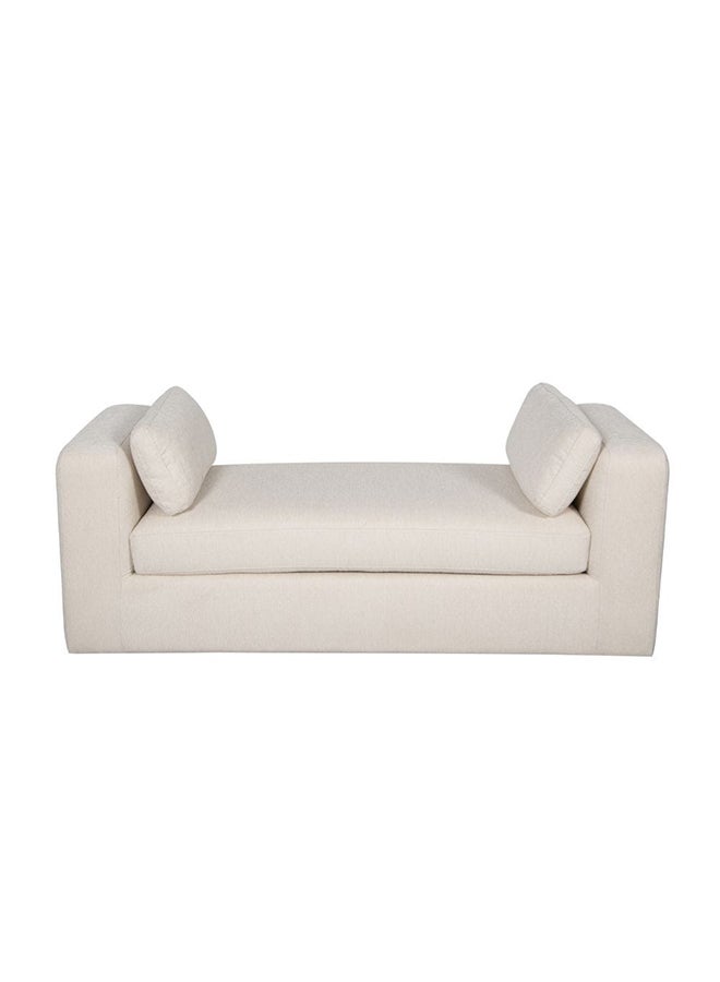 DANUBE HOME Paddington Wide Fabric Lounger With 2 Bolster Accent Chair Modern Design One Seat Sofas Comfortable Living Room Seating Furniture For Home L 160 x W 60 x H 60 cm Ivory  - Image 2
