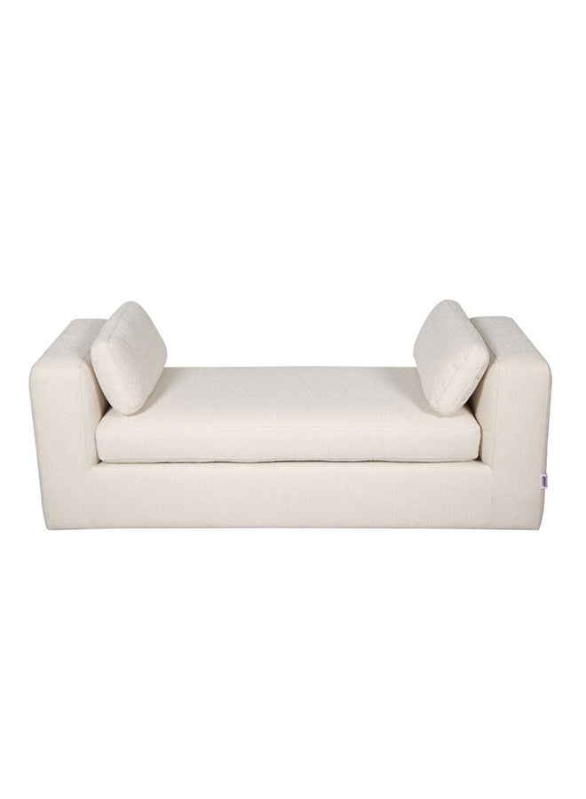 DANUBE HOME Paddington Wide Fabric Lounger With 2 Bolster Accent Chair Modern Design One Seat Sofas Comfortable Living Room Seating Furniture For Home L 160 x W 60 x H 60 cm Ivory  - Image 1
