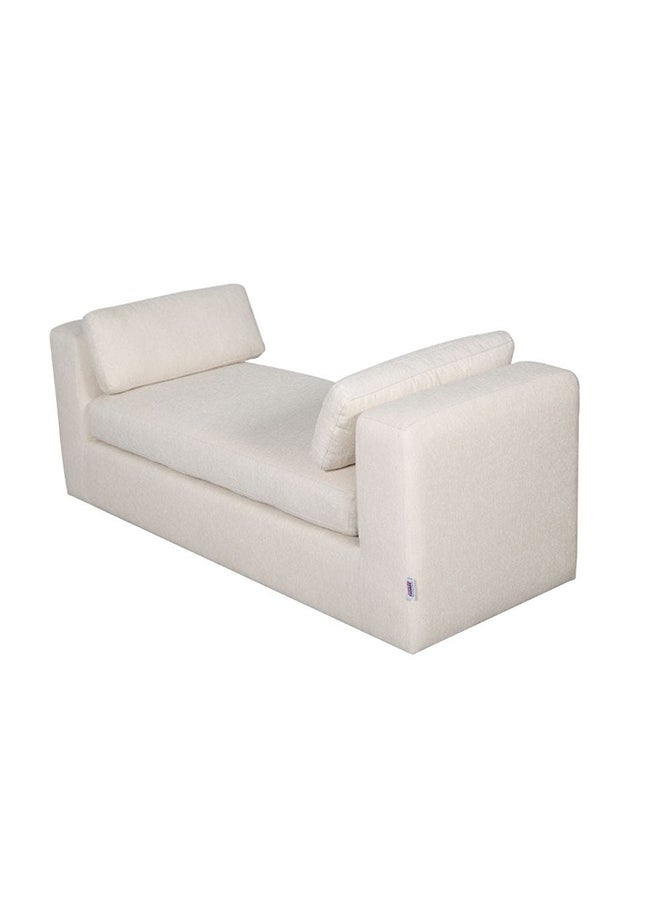 DANUBE HOME Paddington Wide Fabric Lounger With 2 Bolster Accent Chair Modern Design One Seat Sofas Comfortable Living Room Seating Furniture For Home L 160 x W 60 x H 60 cm Ivory  - Image 4