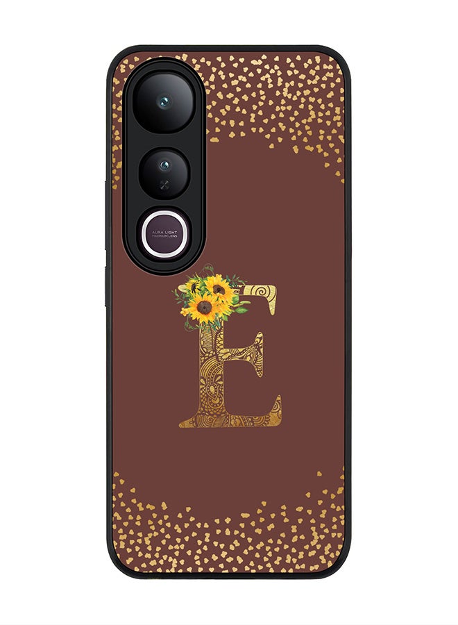 Stylizedd For vivo V50 Lite Case,Slim fit Camera Protection, Shockproof Thin Phone cover  - Custom Floral Monogram - E  (Brown )