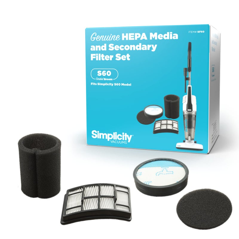 Simplicity Vacuums SF60 Certified Hepa Filter Set for Spiffy Bagless Stick Vacuum Cleaner S60 Replacement Filter Only