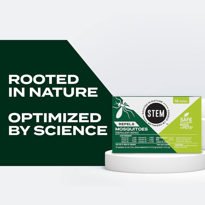 Stem Repels Mosquitoes: Mosquito Repellent Wipes with Botanical Extracts, 30 Count Durability enhanced - Image 4
