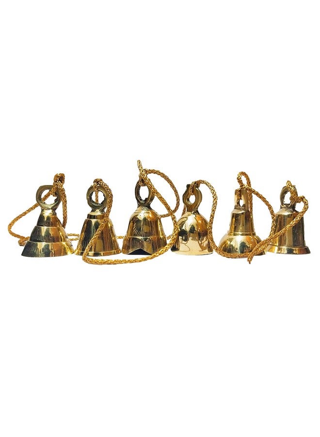 athizay Brass Hanging Bells 6 pcs Door Decor Wall hangings Feng Shui Chime Each Bell has a Different Striking Sound - Image 2