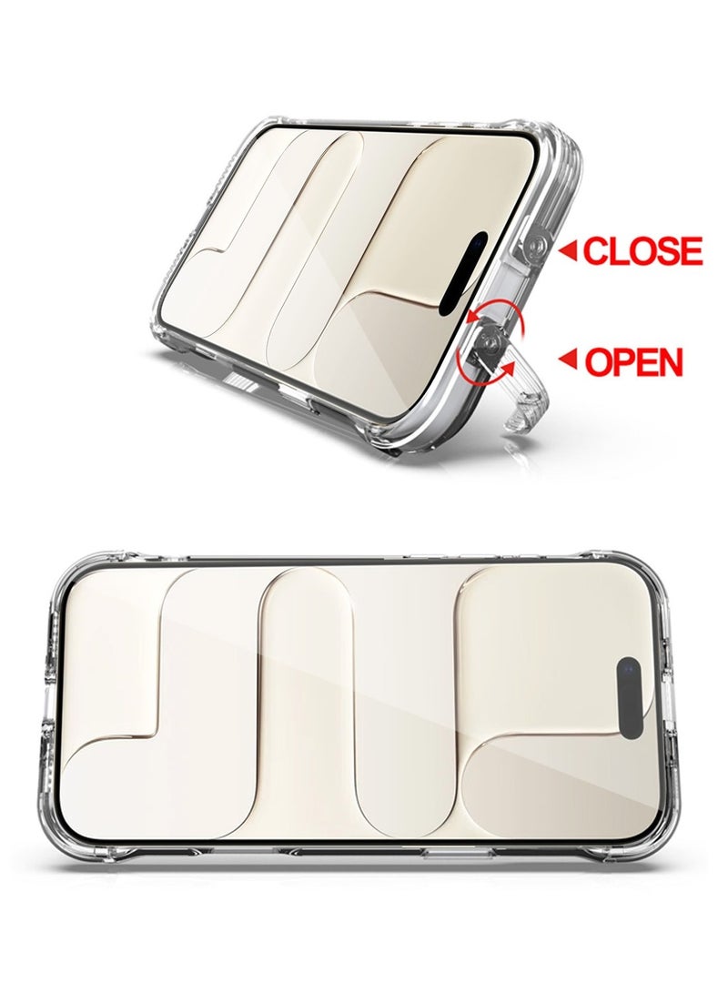تيكي جراب شفاف MagSafe لهاتف iPhone 17 Air مع حامل مخفي قابل للطي على الحافة – غطاء صلب من الأكريليك TPU + PC مقاوم للصدمات ومضاد للاصفرار - Image 4