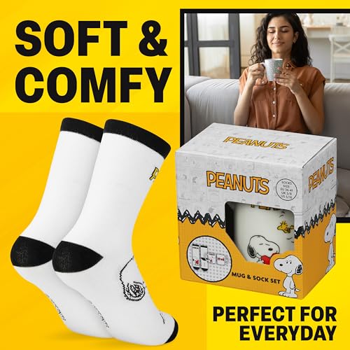 Get Trend Peanuts Snoopy Coffee Mug and Socks Set, 11.5 oz Ceramic Cup with Soft Crew Socks, Woodstock, Gifts for Women (Red Snoopy) - Image 3