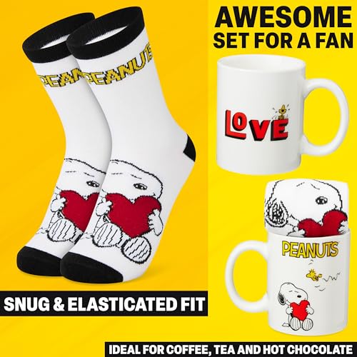 Get Trend Peanuts Snoopy Coffee Mug and Socks Set, 11.5 oz Ceramic Cup with Soft Crew Socks, Woodstock, Gifts for Women (Red Snoopy) - Image 4