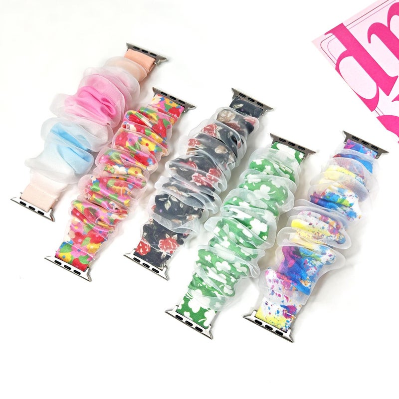 erorex For Apple Watch 38 / 40 / 41 / S10 42Mm Polyester Hybrid Organza Double Layer Watch Band(Red Dot) - Image 4