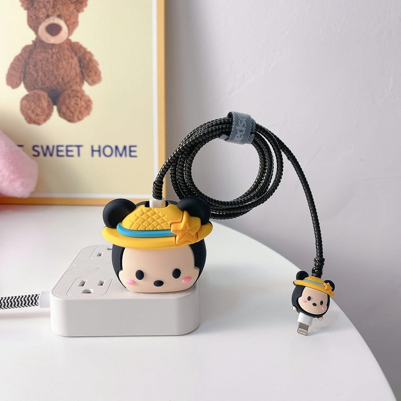 CERLINK حامي كابل لشاحن آبل آيفون 20W/18W نوع C، غلاف واقي كرتوني ثلاثي الأبعاد لطيف لحماية الاتصال الكامل للكابل (فأر قبعة) - Image 3