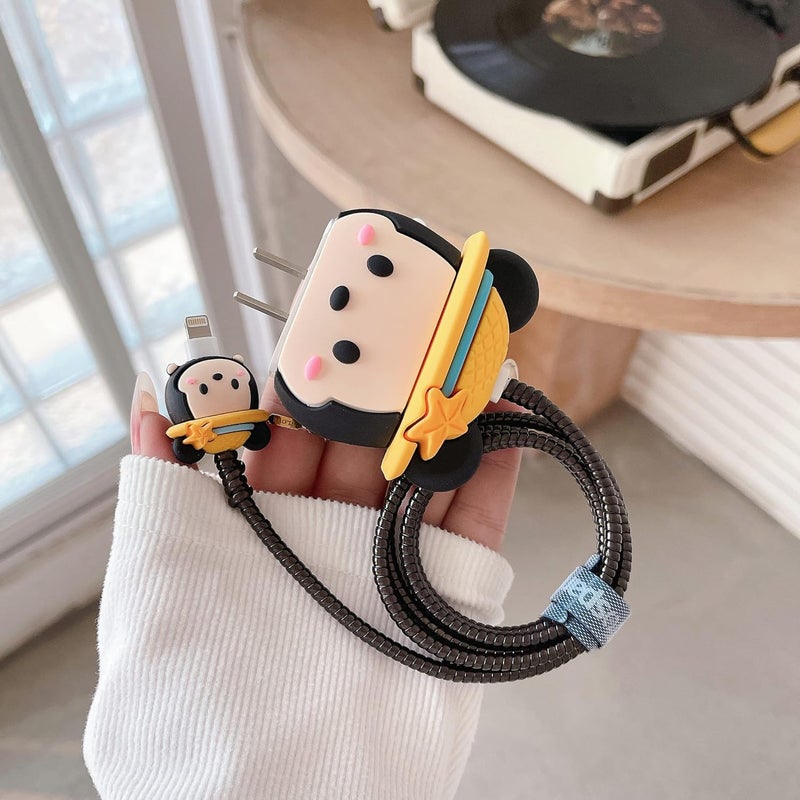 CERLINK حامي كابل لشاحن آبل آيفون 20W/18W نوع C، غلاف واقي كرتوني ثلاثي الأبعاد لطيف لحماية الاتصال الكامل للكابل (فأر قبعة) - Image 4