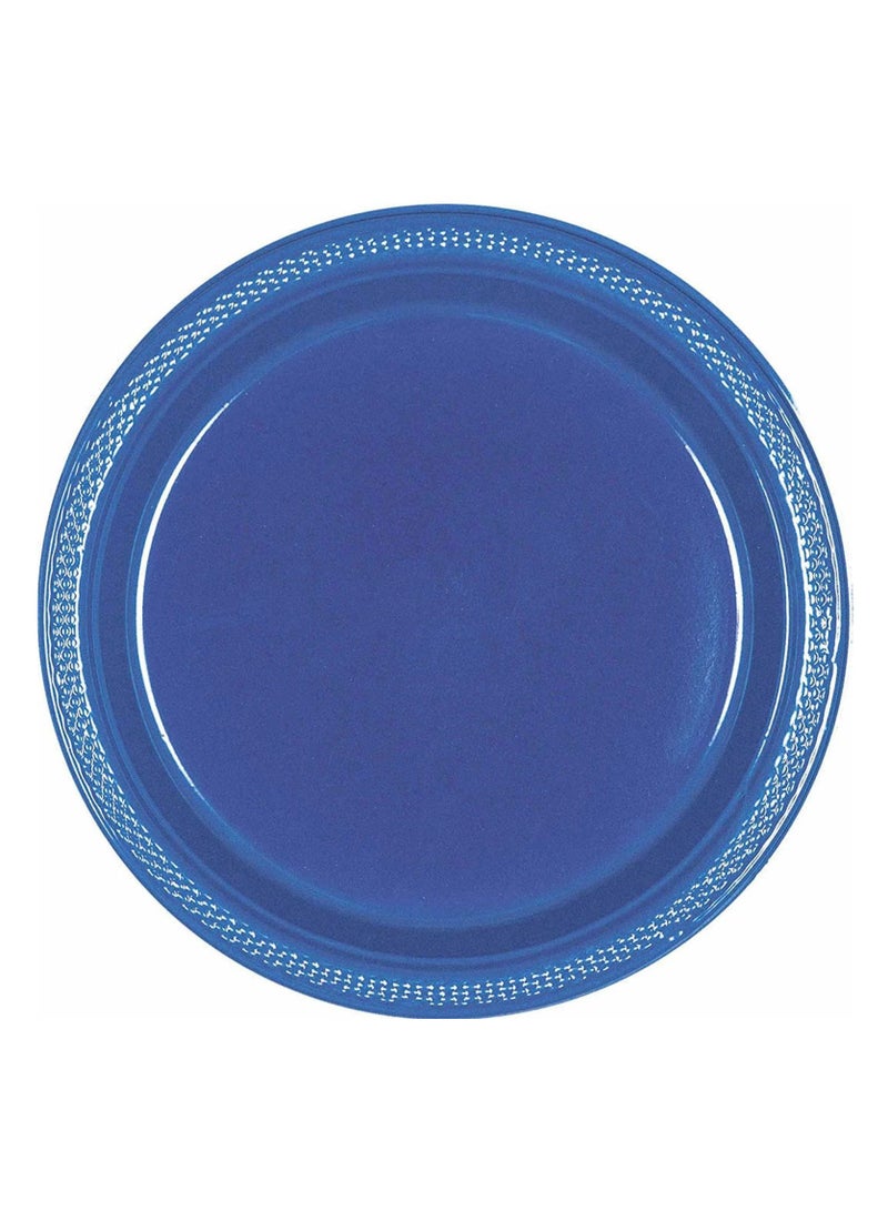 Amscan Party Special 7 Inch Dessert Food Grade Plastic Plates - Pack of 20. - BLUE 