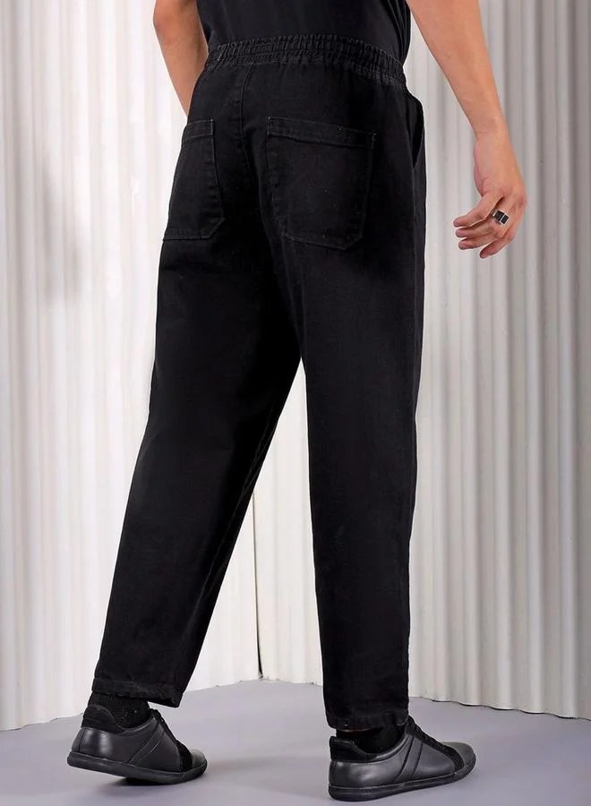 The Indian Garage Co The Indian Garage Co Men Black Mid Rise Relaxed Fit Solid Jeans