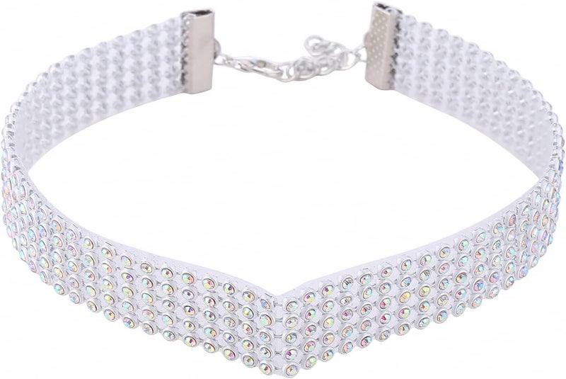jellyflow Rhinestone Choker Necklaces Silver Sparkling Diamond Choker Crystal Rhinestone Necklace for Women,Color 1.6cm - Image 1