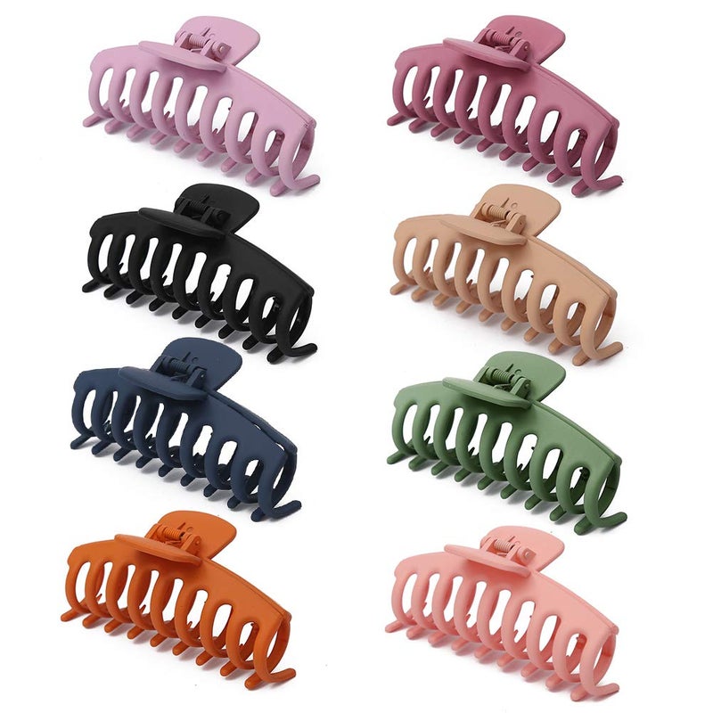 Yanwenx 8 Pcs Hair Clips Large Claw Hair Clips for Thick Hair No Slip Strong Hold Big Hair Claw Banana Hair Claw Clips for Women and Girls Hair Accessories Gifts