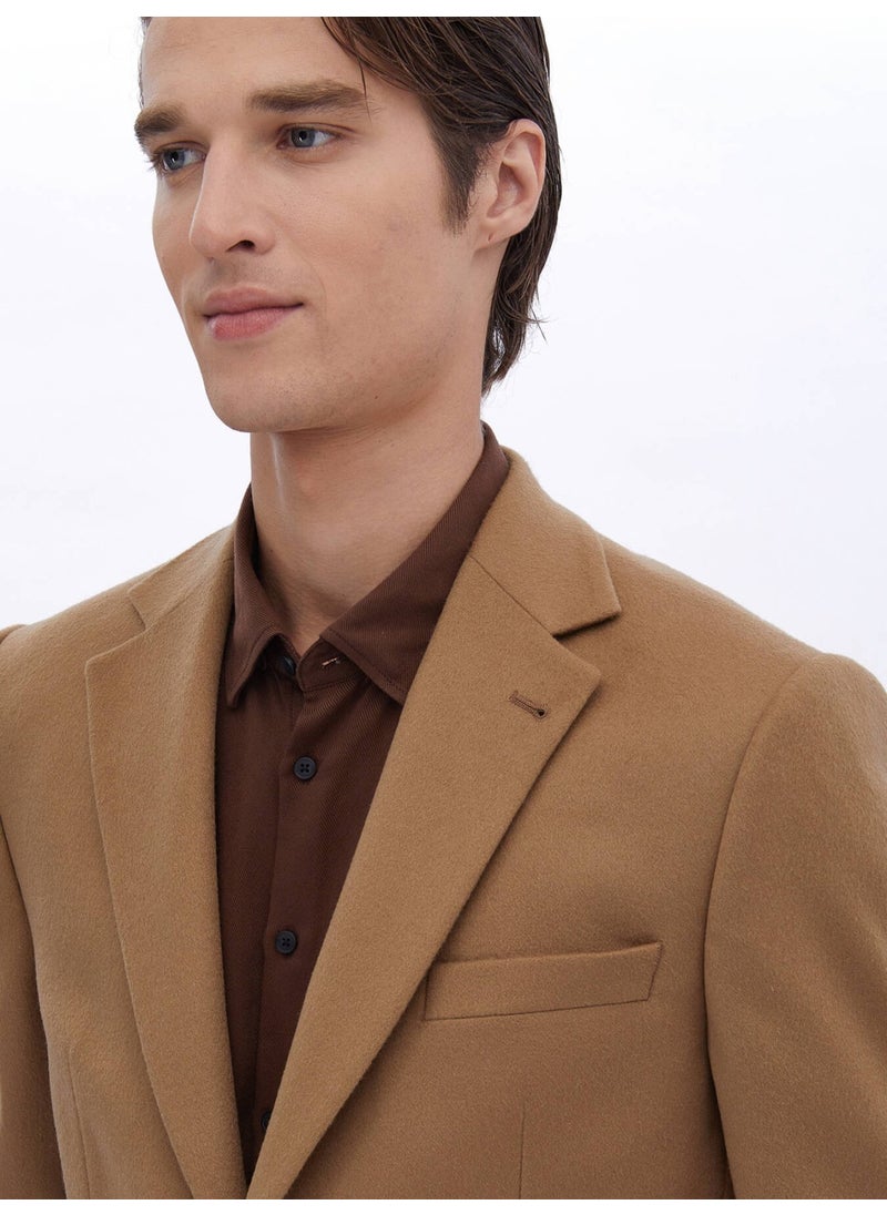 Kip Camel Hair Plain Modern Fit Wool Blend Jacket  - Image 3