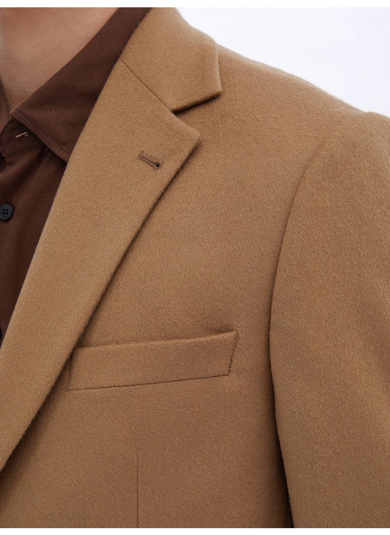 Kip Camel Hair Plain Modern Fit Wool Blend Jacket  - Image 4