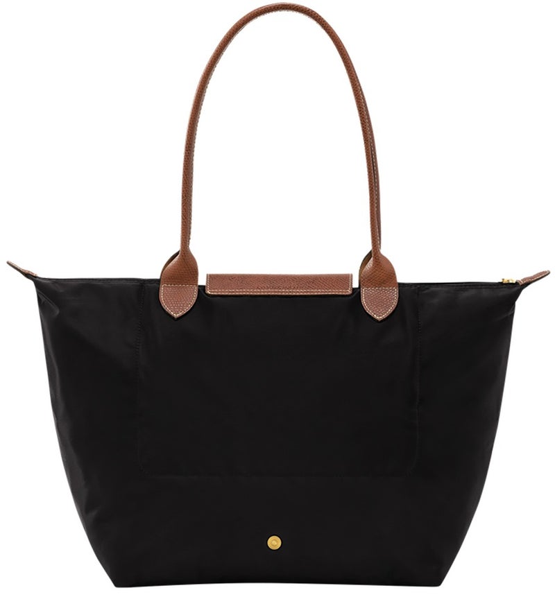 حقيبة يد نسائية حقيبة كتف حقيبة توت بحجم كبير L اللون أسود كلاسيكي - قماش معاد تدويره - Image 3