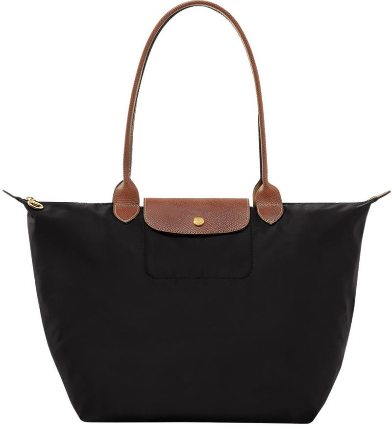 حقيبة يد نسائية حقيبة كتف حقيبة توت بحجم كبير L اللون أسود كلاسيكي - قماش معاد تدويره - Image 1