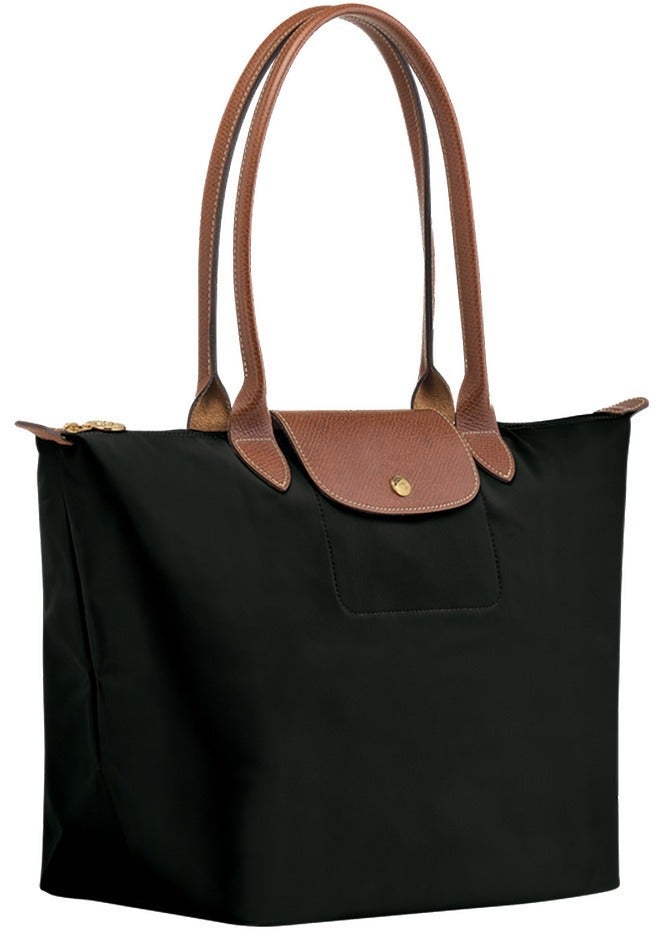 حقيبة يد نسائية حقيبة كتف حقيبة توت بحجم كبير L اللون أسود كلاسيكي - قماش معاد تدويره - Image 2