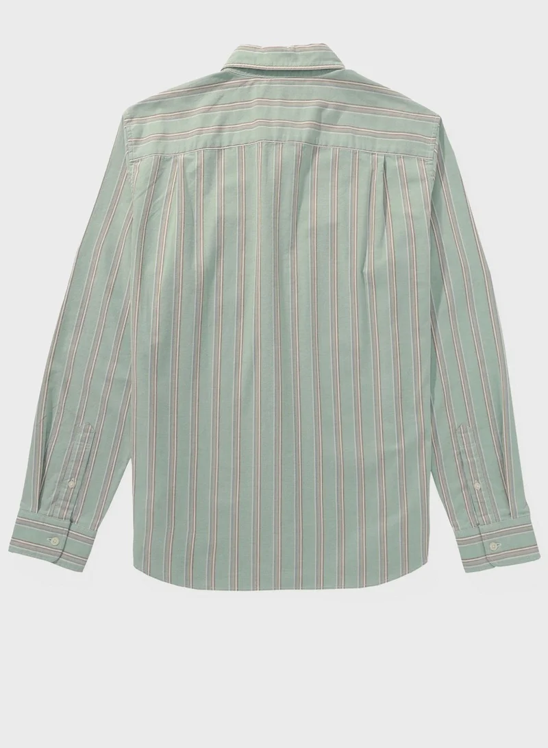 American Eagle Stripe Deatil Button Down Regular Fit Shirt