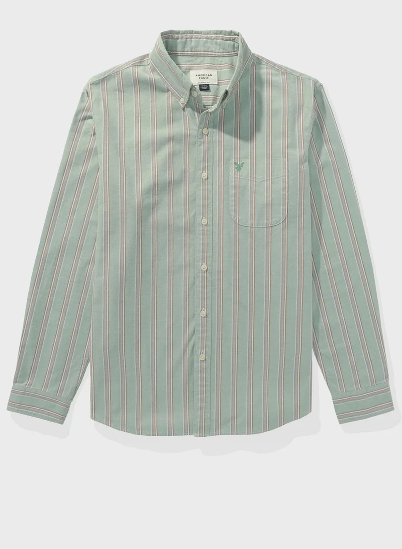 American Eagle Stripe Deatil Button Down Regular Fit Shirt