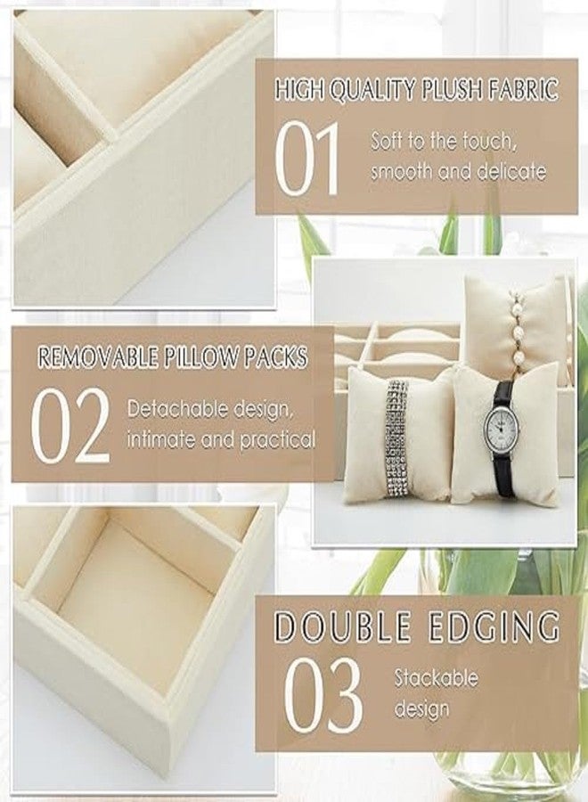DIVUE Velvet Watch Tray Jewelry Organizer 12 Grid Stackable Watch Organizer Bracelet Bangle Display Holder Adjustable Pillow For Watches Jewelry Organizer Storage Tray for Drawers (1 Piece), Assorted - Image 4